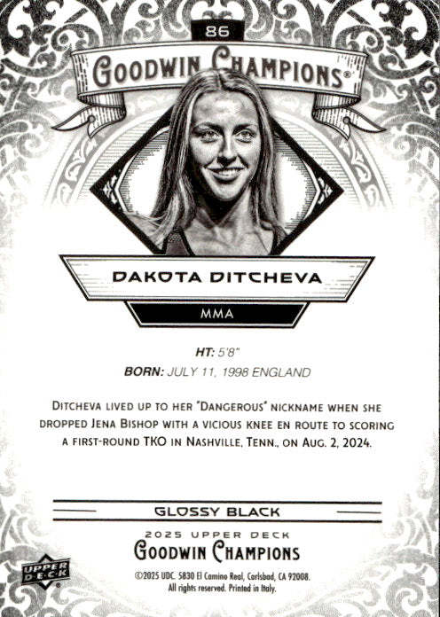 Dakota Ditcheva - 2025 Upper Deck Goodwin Champions Glossy Black#86