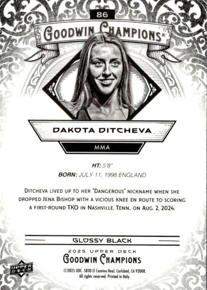 Dakota Ditcheva - 2025 Upper Deck Goodwin Champions Glossy Black#86