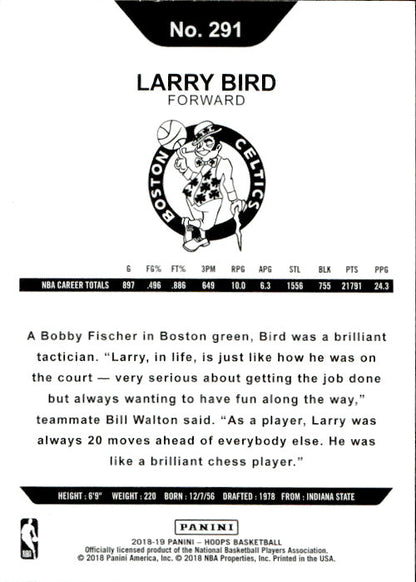 Larry Bird - 2018/19 Panini Hoops Basketball #291 Boston Celtics