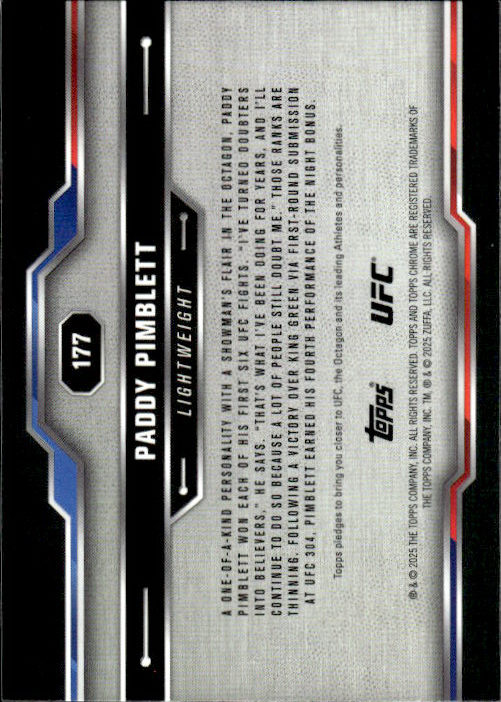 Paddy Pimblett - 2025 Topps Chrome UFC X Fractor #177