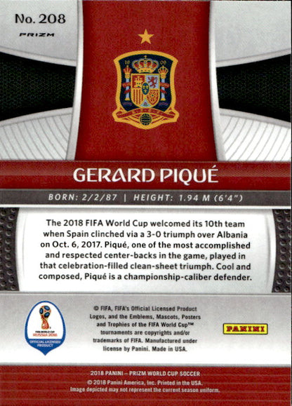 Gerard Pique - 2018 Panini Prizm World Cup Hyper Prizm #208 Spain