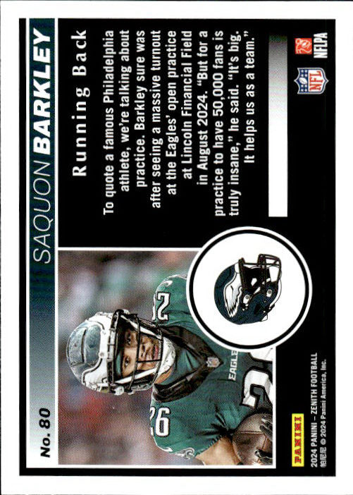 Saquon Barkely - 2024 Panini Zenith NFL #80 Philadelphia Eagles