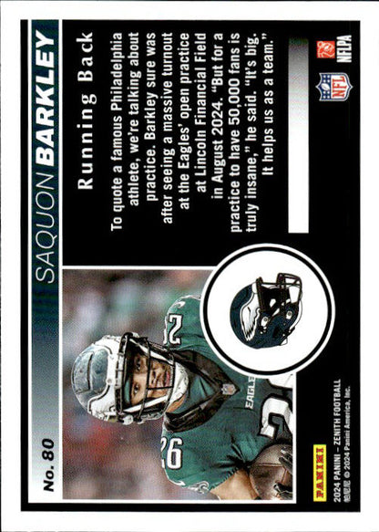 Saquon Barkely - 2024 Panini Zenith NFL #80 Philadelphia Eagles