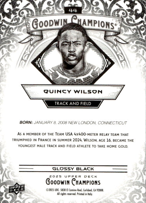 Quincy Wilson - 2025 Upper Deck Goodwin Champions Glossy Black #44