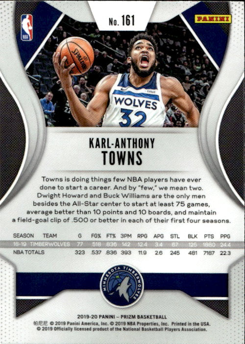 Karl-Anthony Towns - 2019/20 Panini Prizm Basketball #161 Minnesota Timberwolves