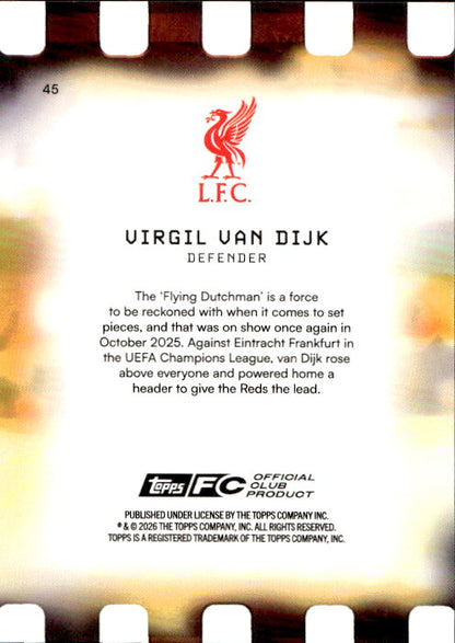 Virgil van Dijk - 2025/26 Topps Focus Liverpool Golden Hour /75 #45 Liverpool FC