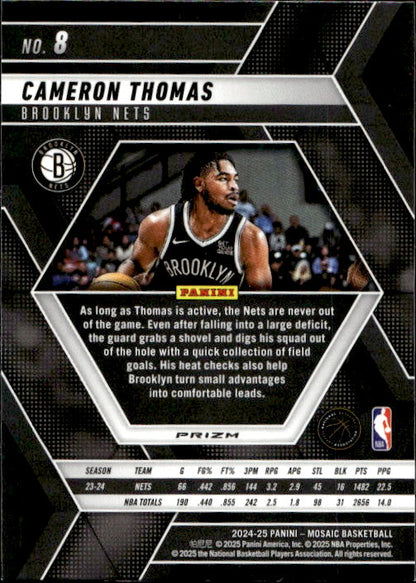 Cameron Thomas - 2024/25 Panini Mosaic Basketball Silver Prizm #8 Brooklyn Nets