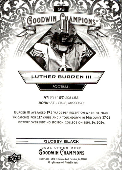 Luther Burden III - 2025 Upper Deck Goodwin Champions Glossy Black #99