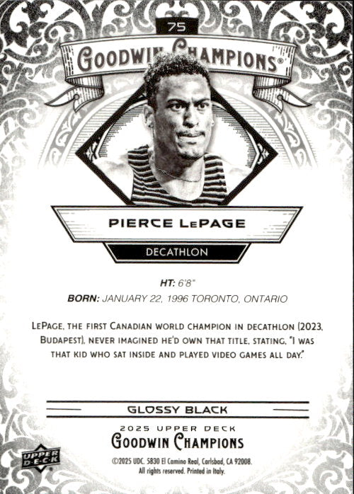 Pierce LePage - 2025 Upper Deck Goodwin Champions Glossy Black #75