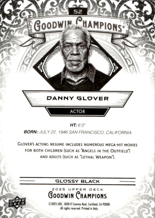 Danny Glover - 2025 Upper Deck Goodwin Champions Glossy Black #52