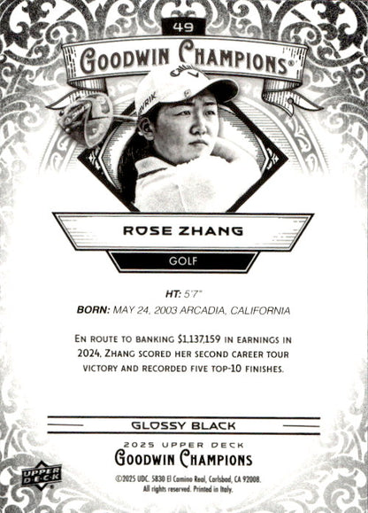 Rose Zhang - 2025 Upper Deck Goodwin Champions Glossy Black #49