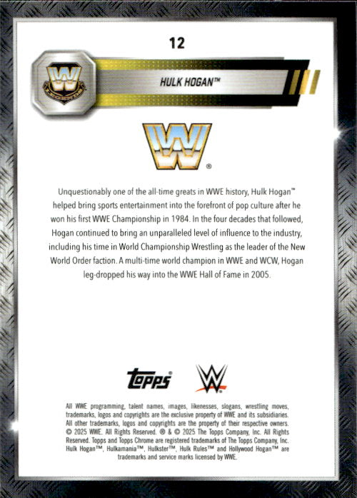 Hulk Hogan - 2025 Topps Chrome WWE #12