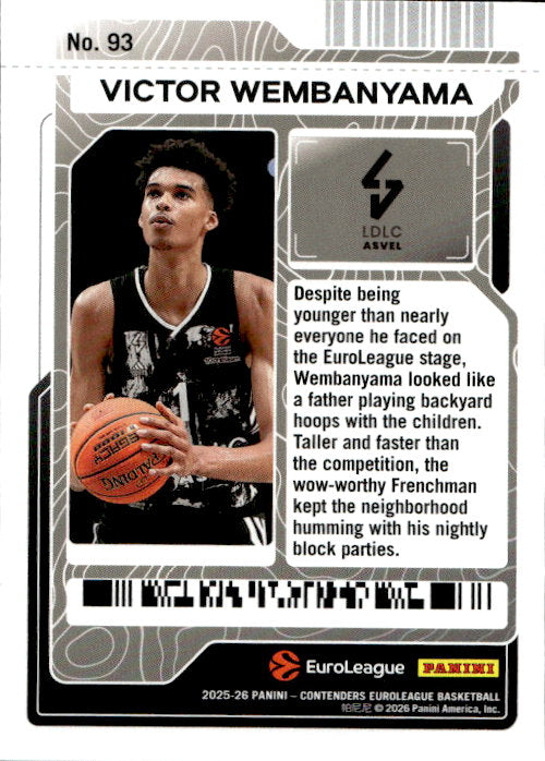 Victor Wembanyama - 2025/26 Panini Contenders Euroleague Mojo Season Ticket #93 LDL Asvel