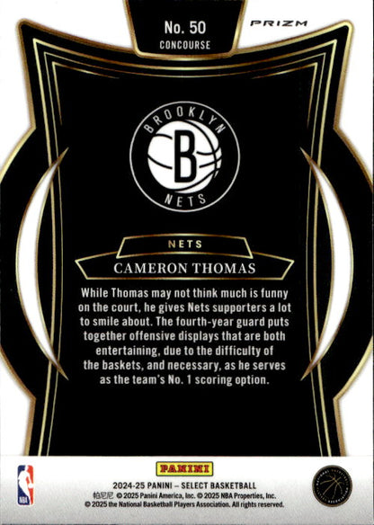 Cameron Thomas - 2024/25 Panini Select Basketball Blue Cracked Ice Concourse #50 Brooklyn Nets