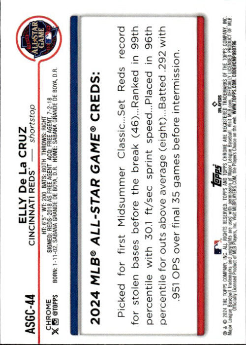 Elly De La Cruz - 2024 Topps Chrome Update All-Star Game #ASGC-44 Cincinnati Reds