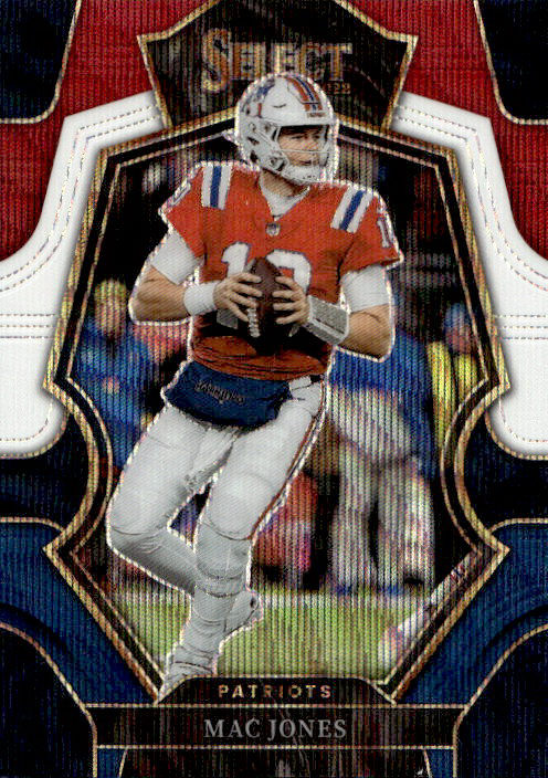 Mac Jones - 2022 Panini Select Premier Level Prizm Red, White, Blue /199 #167 New England Patriots
