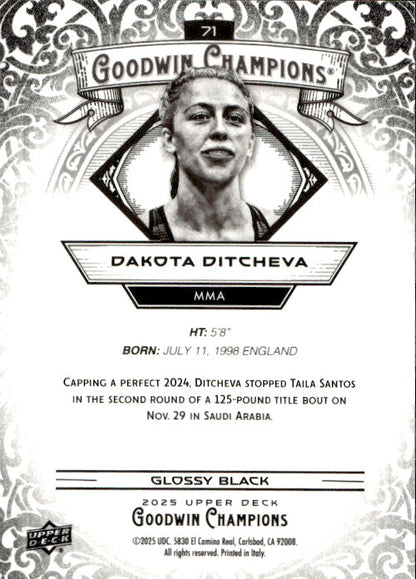 Dakota Ditcheva - 2025 Upper Deck Goodwin Champions Glossy Black #71