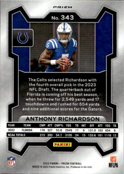 Anthony Richardson - 2023 Panini Prizm No Huddle Orange Prizm #343 Indianapolis Colts