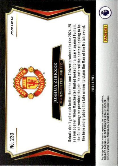 Joshua Zirkzee - 2024/25 Panini Select Premier League Zebra Prizm #230 Manchester United