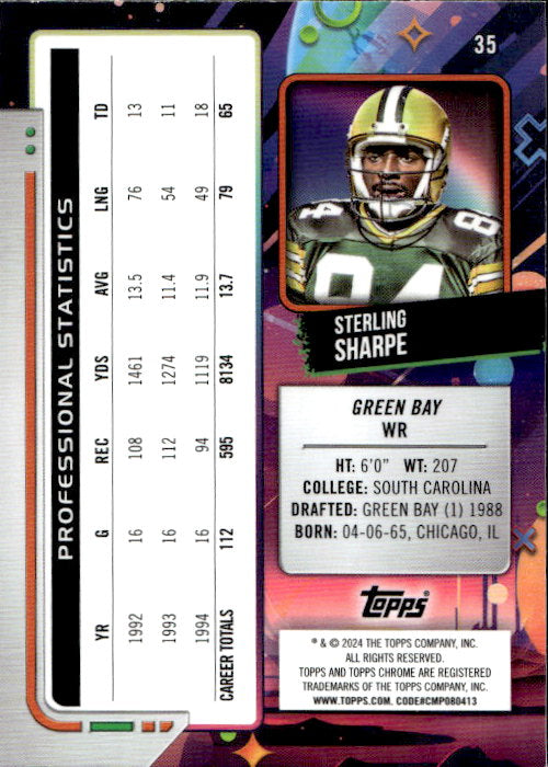 Sterling Sharpe - 2024 Topps Chrome #35 Green Bay Packers