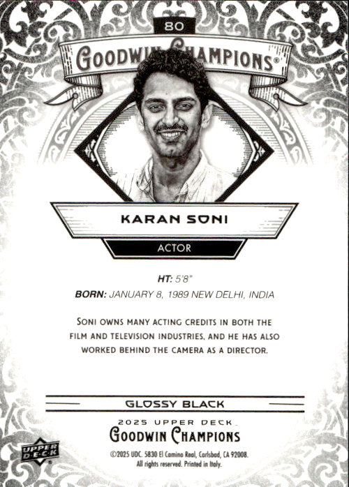 Karan Soni - 2025 Upper Deck Goodwin Champions Glossy Black #80