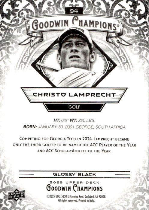 Christo Lamprecht - 2025 Upper Deck Goodwin Champions Glossy Black #94