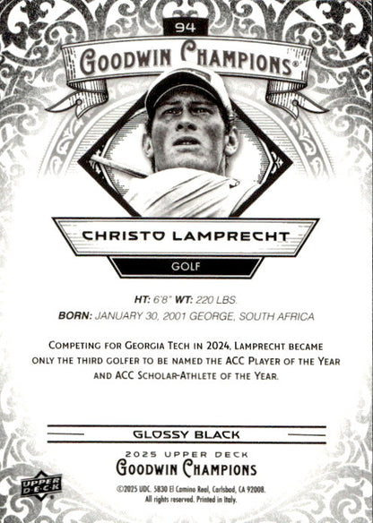 Christo Lamprecht - 2025 Upper Deck Goodwin Champions Glossy Black #94