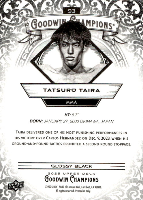 Tatsuro Taira - 2025 Upper Deck Goodwin Champions Glossy Black #93