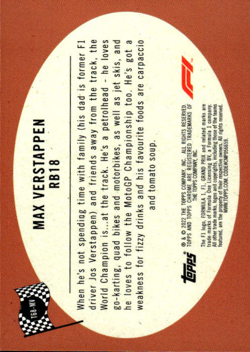 Max Verstappen - 2022 Topps Formula 1 RB18 #T68-MV