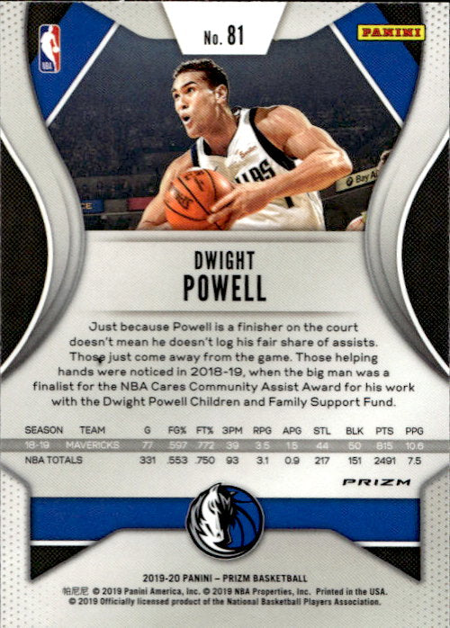 Dwight Powell - 2019/20 Panini Prizm Basketball Red White Blue Prizm #81 Dallas Mavericks