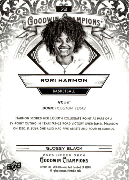 Rori Harmon - 2025 Upper Deck Goodwin Champions Glossy Black #73