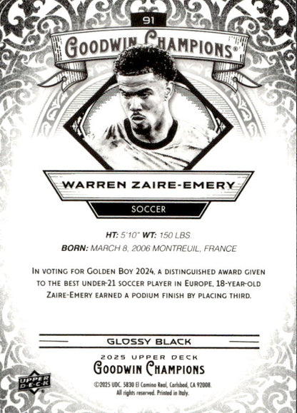 Warren Zaire-Emery - 2025 Upper Deck Goodwin Champions Glossy Black #33