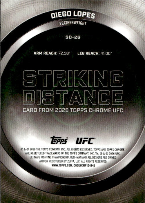 Diego Lopes - 2026 Topps Chrome UFC Striking Distance #SD-26