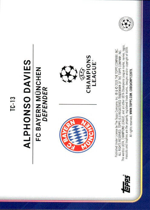Alponso Davies - 2026 Topps UCL Trophy Chasers #TC-13 Bayern Munchen