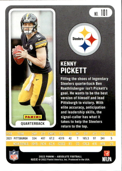 Kenny Pickett - 2022 Panini Absolute Football #101 Pittsburgh Steelers