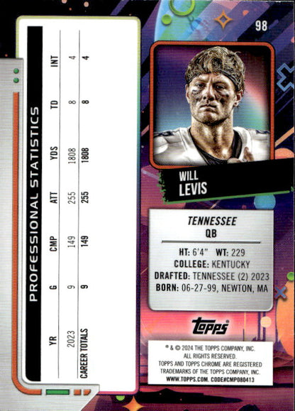Will Levis - 2024 Topps Chrome #98 Tennessee Titans