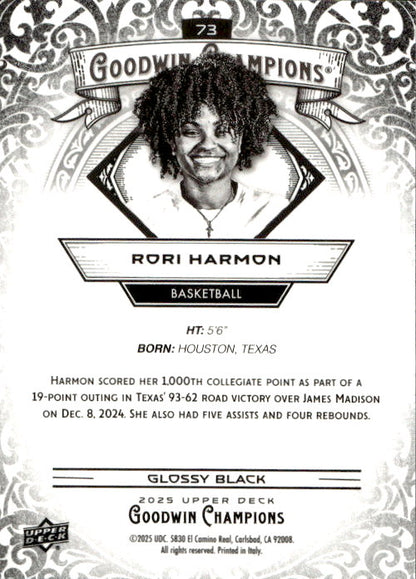 Rori Harmon - 2025 Upper Deck Goodwin Champions Glossy Black #73