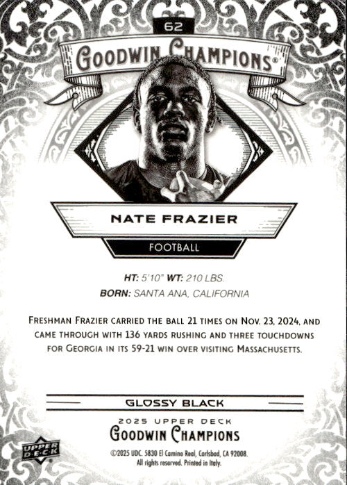 Nate Frazier - 2025 Upper Deck Goodwin Champions Glossy Black #62