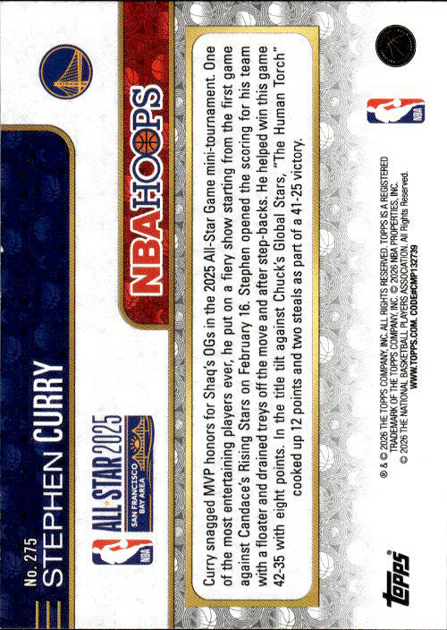 Stephen Curry - 2025/26 Topps NBA Hoops Silver All Star 2025 #275 Golden State Warriors
