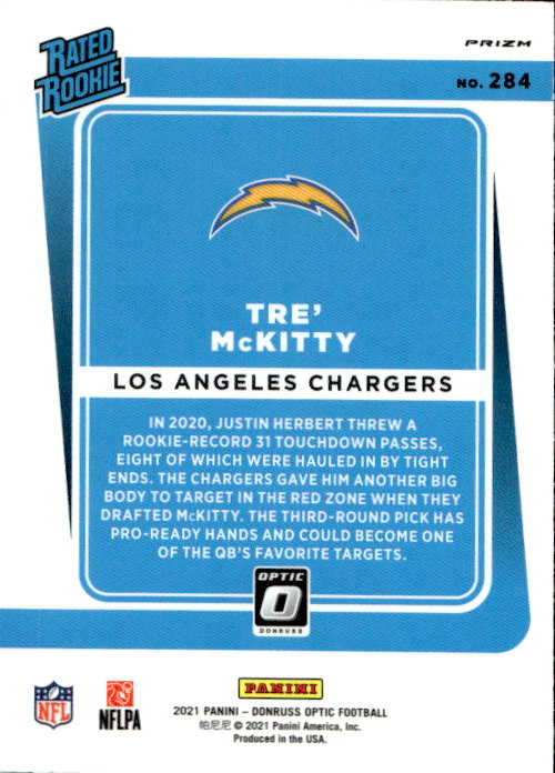 Tre' McKitty - 2021 Donruss Optic Rated Rookie Pink Prizm #285 Los Angeles Chargers