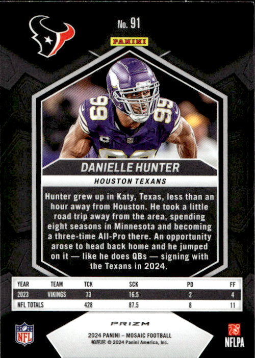 Danielle Hunter - 2024 Panini Mosaic Silver Prizm #91 Minnesota Vikings
