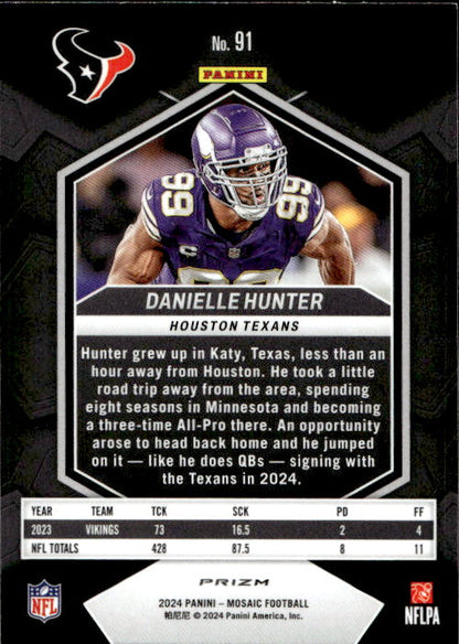 Danielle Hunter - 2024 Panini Mosaic Silver Prizm #91 Minnesota Vikings