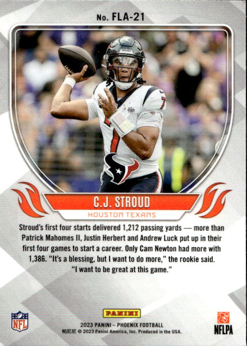 CJ Stroud - 2023 Panini Phoenix Flame Throwers #FLA-21 Houston Texans