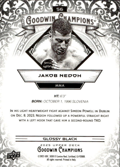 Jakob Nedoh - 2025 Upper Deck Goodwin Champions Glossy Black #56