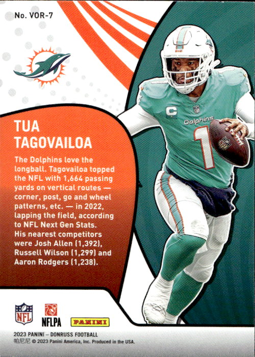 Tua Tagovailoa - 2023 Panini Donruss Vortex #VOR-7 Miami Dolphins