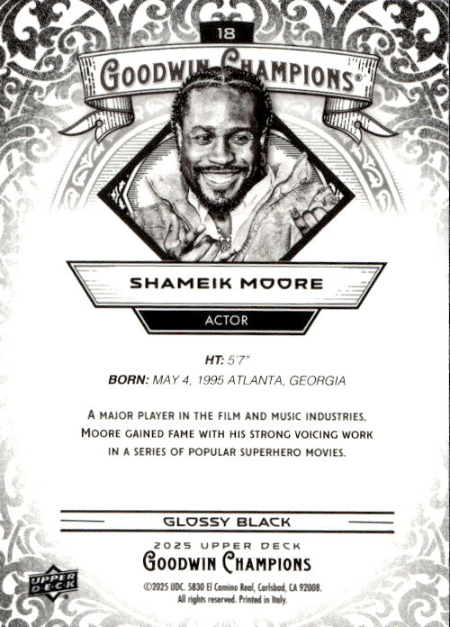 Shameik Moore - 2025 Upper Deck Goodwin Champions Glossy Black #18