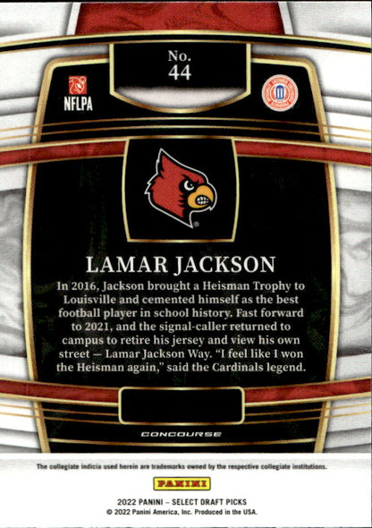 Lamar Jackson - 2022 Panini Select Draft Picks Concourse Blue #44 Louisville