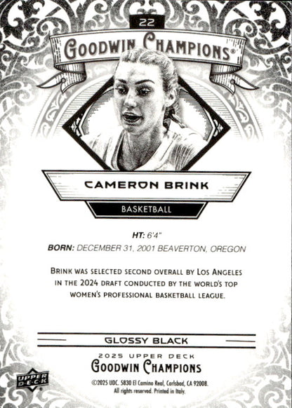 Cameron Brink - 2025 Upper Deck Goodwin Champions Glossy Black #22