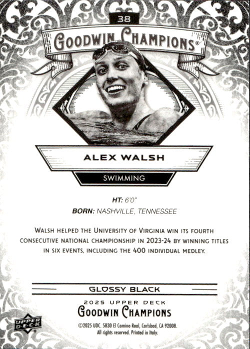 Alex Walsh - 2025 Upper Deck Goodwin Champions Glossy Black #38