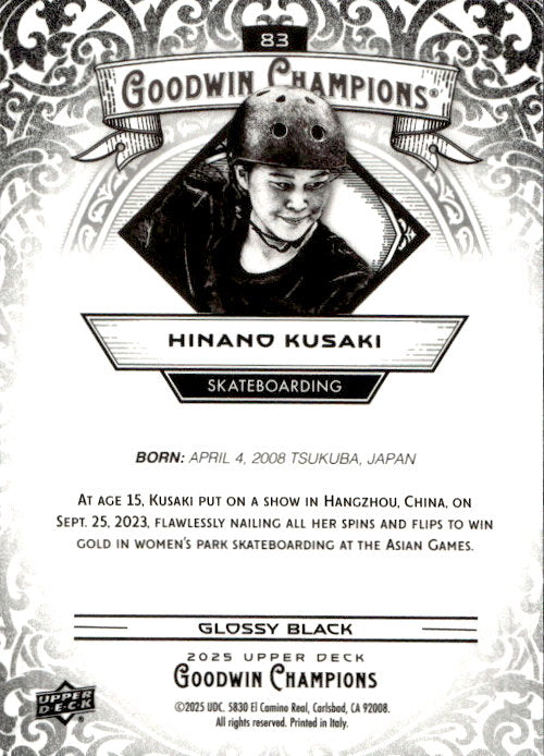 Hinano Kusaki - 2025 Upper Deck Goodwin Champions Glossy Black #83